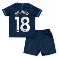 Koszulka piłkarska Chelsea Christopher Nkunku #18 Strój wyjazdowy dla dzieci 2023-24 tanio Krótki Rękaw (+ Krótkie spodenki)